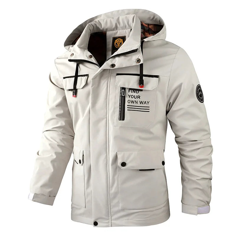 Men’s Waterproof Winter Jacket with Hood and Warm Lining
